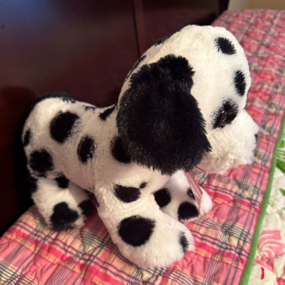 Dalmatian Plush Puppy Love Dog 13" Red Hearts Satin Bow 🐶 - Picture 2 of 6